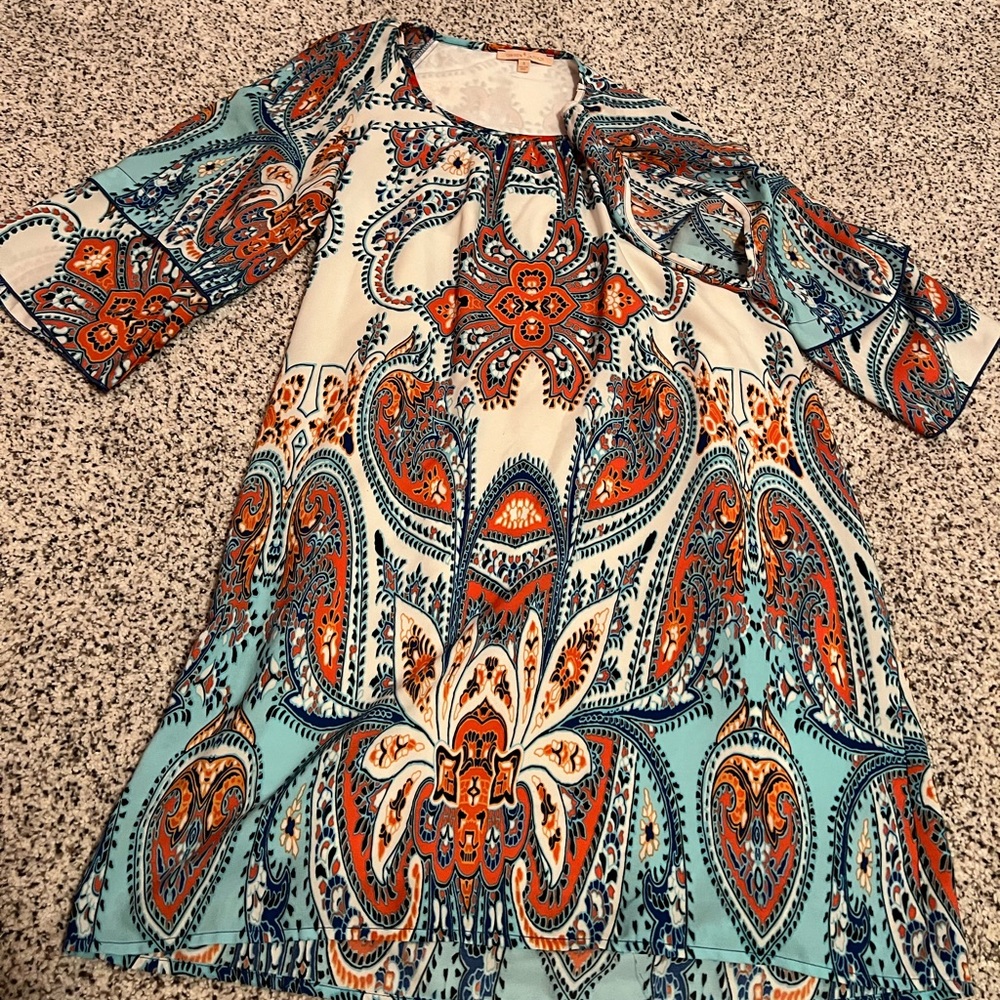 Orange and blue dress